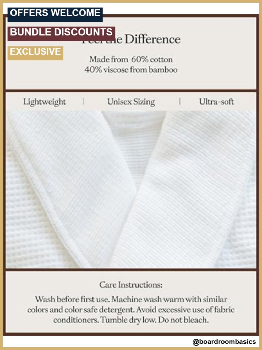 Waffle Knit Bath Robe Lightweight Spa Robe with Pockets - Picture 4 of 6
